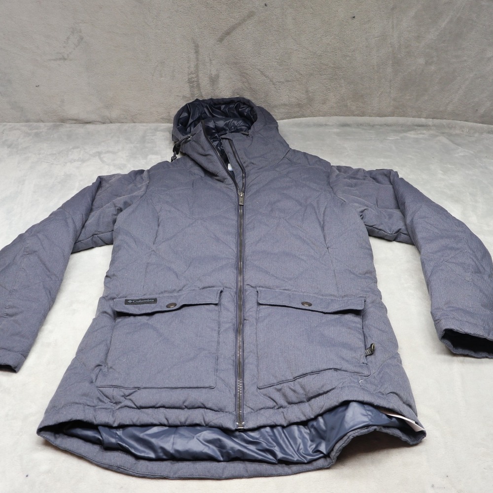 Columbia Down Jacket Womens Small Gray Crescent Cliff Quilted Insulated Parka